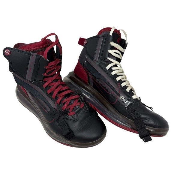 Nike Air Max 720 Saturn Black Team Red Thunder Gray Leather Sneakers Size 7.5 - Picture 14 of 16